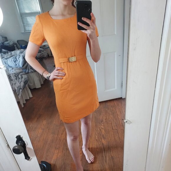 St. John Tangerine  Orange Tweed Dress - Picture 1 of 9